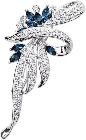 Fashion Shiny Rhinestone Feather Brooches Pin for Wome, Crystal Delicate Leaf Brooch for Men in Saudi Arabia