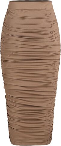 CIDER High Waist Ruched Midi Skirt in Saudi Arabia