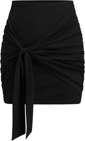 CIDER Ribbed Knit Mini Fit Skirt Tie Front Date Night Party Clubwear in Saudi Arabia