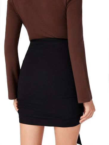 CIDER Ribbed Knit Mini Fit Skirt Tie Front Date Night Party Clubwear in Saudi Arabia