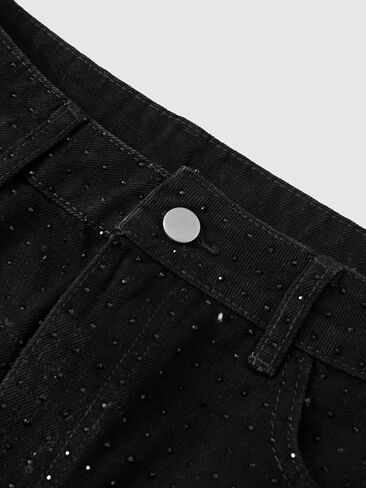 Women's Rhinestone Denim Mini Skirt Y2k Glitter Bodycon Party Club Jean Skirts Night Out Outfit in Saudi Arabia
