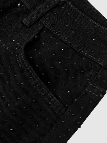 Women's Rhinestone Denim Mini Skirt Y2k Glitter Bodycon Party Club Jean Skirts Night Out Outfit in Saudi Arabia