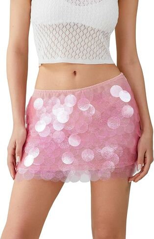 المرأة الترتر تنورة صغيرة منخفضة الخصر الجانب سبليت التعادل حتى Bodycon التنانير نادي الحفلات Y2K بريق تنّورة مجسّمة in Kuwait