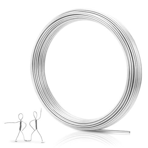 3mm Aluminum Wire, Craft Wire Bendable, 32.8 Feet Metal Wire for Crafts, Thick Aluminum Wire Sculpting, DIY Jewelry Making, Doll Making, Modelling, Bonsai Training in Kuwait