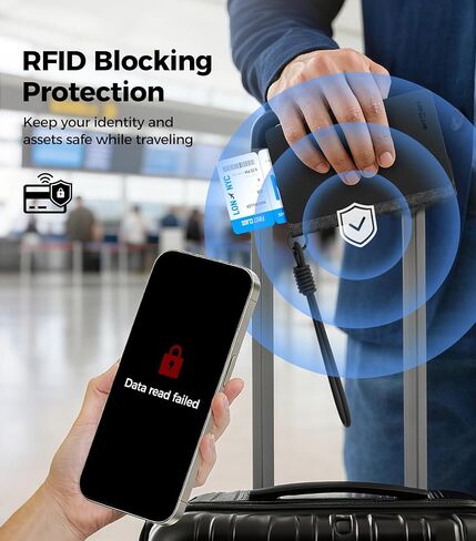 حامل جواز سفر للسفر مع جهاز Find My Tracker، حماية RFID، غطاء جواز سفر جلدي أساسي للسفر ومحفظة للرجال والنساء، حامل 5 بطاقات، فتحات SIM/SD، شحن لاسلكي (أسود) in Kuwait