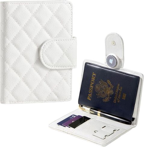 حامل جواز السفر للسفر RFID حامل جواز السفر مع Airtag حافظة جلدية مدمجة لجواز السفر مع حاملي البطاقات وفتحات SIM ومحفظة جواز السفر للنساء والرجال هدية أساسيات المطار in Kuwait