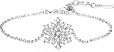 ORANGE FOREST Snowflake Pendant Necklace 925 Sterling Silver White CZ Winter Party Fashion Flower Snowflake Necklace Jewelry Chrismas Gifts for Women Girls in Kuwait