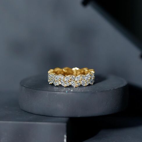 خاتم زفاف معتمد من Lab Grown Diamond، جودة EF-VS، خاتم الخلود من تصميم Marquise Diamond - هدية فريدة للنساء in Saudi Arabia
