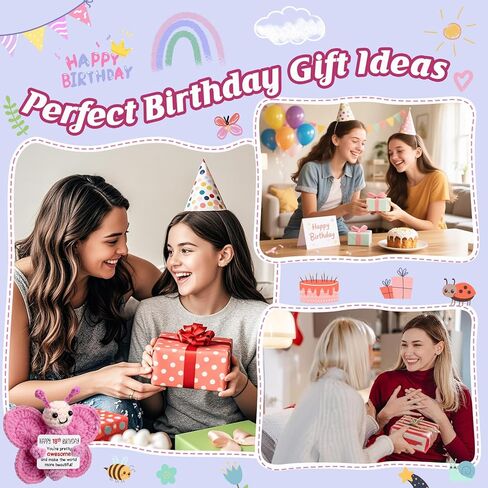 18th Birthday Gifts for Girls, Mini Crochet Pink Butterfly Plush for 18th Birthday Decorations, Happy 18 Year Old Girl Gift Ideas in Saudi Arabia