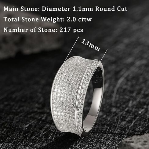 Mens Moissanite Wedding Band 925 Sterling Silver 2ct D Color VVS1 Clarity 217 Round Cut Lab Created Stone Promise Ring Engagement Band Gift for Him Size 7-14 in Saudi Arabia