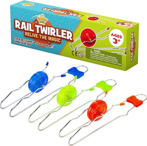 Retro Magic Gyro Wheel - 3 Pack - Light Up Magnetic Toy For Kids - Sensory Toy With Spinning Wheel and Flashing LEDs, Rail Twister Vintage Fidget Toy Stocking Stuffers for Children 4 5 6 7 8 9 and Up in Saudi Arabia