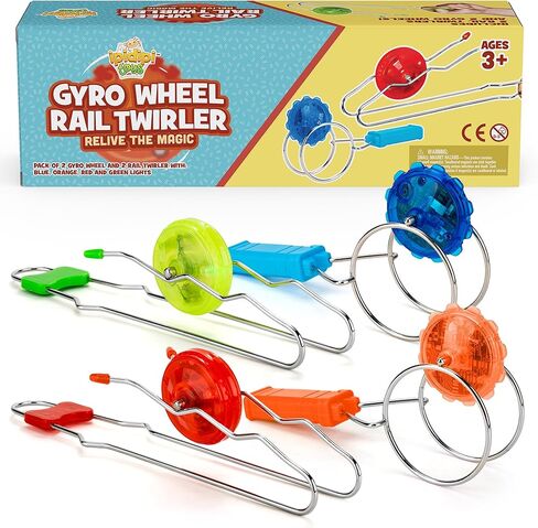 Retro Magic Gyro Wheel - 3 Pack - Light Up Magnetic Toy For Kids - Sensory Toy With Spinning Wheel and Flashing LEDs, Rail Twister Vintage Fidget Toy Stocking Stuffers for Children 4 5 6 7 8 9 and Up in Saudi Arabia