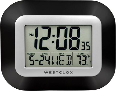 Westclox Large Digital Wall Clock with Date, Day & Temperature – Battery Operated Digital Clock with Alarm & Snooze, 12/24 Hour Display, Stylish Wall or Desk Clock for Home, Office & Bedroom (Gray) in Saudi Arabia