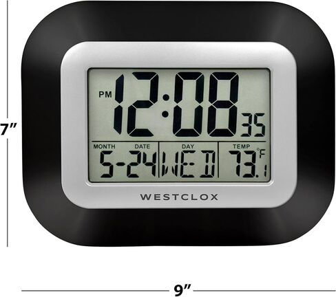Westclox Large Digital Wall Clock with Date, Day & Temperature – Battery Operated Digital Clock with Alarm & Snooze, 12/24 Hour Display, Stylish Wall or Desk Clock for Home, Office & Bedroom (Gray) in Saudi Arabia