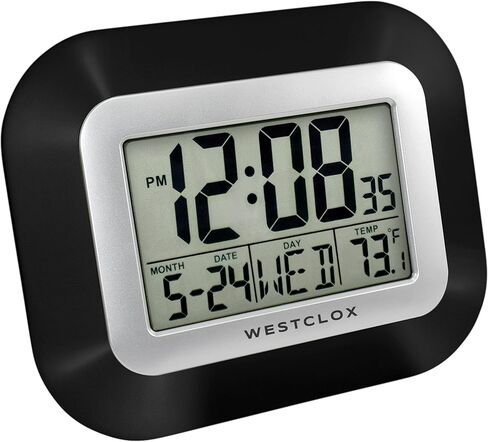 Westclox Large Digital Wall Clock with Date, Day & Temperature – Battery Operated Digital Clock with Alarm & Snooze, 12/24 Hour Display, Stylish Wall or Desk Clock for Home, Office & Bedroom (Gray) in Saudi Arabia