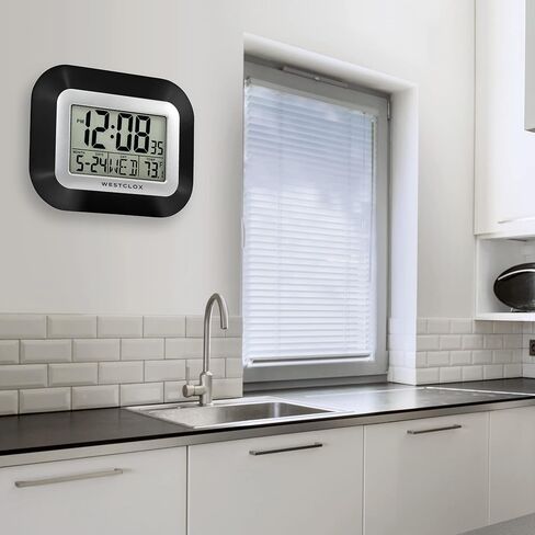 Westclox Large Digital Wall Clock with Date, Day & Temperature – Battery Operated Digital Clock with Alarm & Snooze, 12/24 Hour Display, Stylish Wall or Desk Clock for Home, Office & Bedroom (Gray) in Saudi Arabia