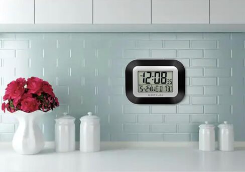 Westclox Large Digital Wall Clock with Date, Day & Temperature – Battery Operated Digital Clock with Alarm & Snooze, 12/24 Hour Display, Stylish Wall or Desk Clock for Home, Office & Bedroom (Gray) in Saudi Arabia