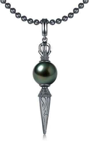 قلادة من اللؤلؤ الأسود التاهيتي الأصلي للنساء، 9-13 مم AAAA لؤلؤ مياه البحر - قلادة مويسانيتي من الفضة الاسترليني، الذكرى السنوية للزفاف، عيد الميلاد، هدية عيد الميلاد للزوجة والأم والصديقة والمجوهرات الجميلة in Kuwait