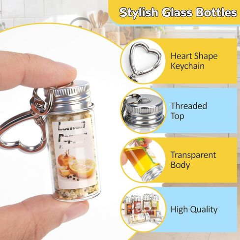 مجموعة زجاجات توابل صغيرة من FANTOVO، 6 قطع من مرطبانات التوابل الفارغة مع مسارات صغيرة وملصقات DIY من 30 نمطًا، حاملات سلسلة مفاتيح محكمة الغلق أثناء التنقل للسفر وفي الهواء الطلق وصناديق الغداء والتخييم، إجمالي 6+2+4. in Kuwait