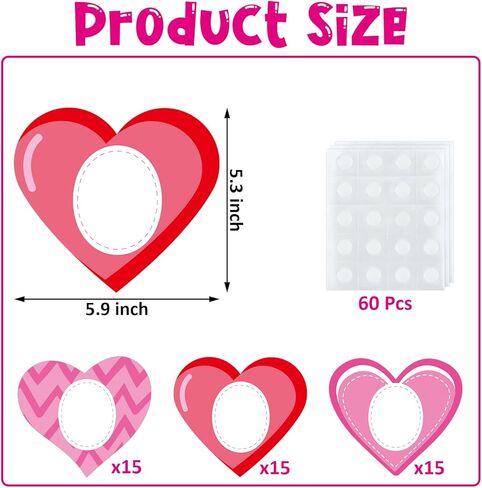 45 قطعة من قواطع قلب عيد الحب لديكور لوحة الإعلانات مع مساحة للصور DIY بها بنفسك صور حرفية لعيد الحب الفصول الدراسية ديكور المنزل in Saudi Arabia