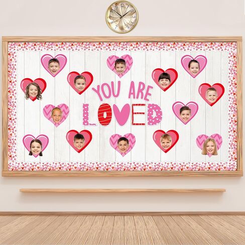 45 قطعة من قواطع قلب عيد الحب لديكور لوحة الإعلانات مع مساحة للصور DIY بها بنفسك صور حرفية لعيد الحب الفصول الدراسية ديكور المنزل in Saudi Arabia