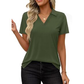 YUCOLEN Polo Shirts for Women Short Sleeve V Neck Golf Shirt UPF 50+ Sun Protection Work Summer Casual Tops in Kuwait