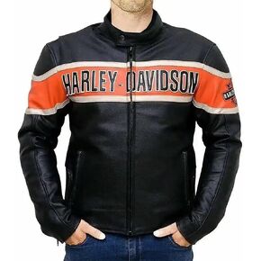 JACKETHUB The Black Harley Biker Victoria Lane Jacket For Men’s – Davidson Motorcycle Style Leather Jacket in Saudi Arabia