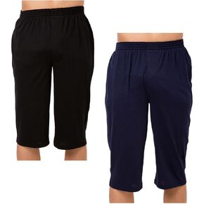 Y's factory Men's Knit Lounge Pants 2 Pack | 3/4 Length | Lightweight Steteco Pajama Bottoms | Breathable Quick Dry in Saudi Arabia