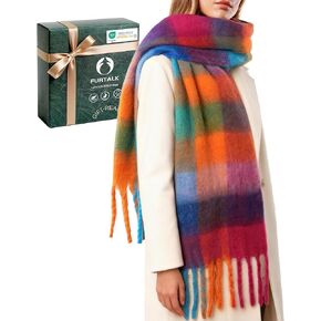FURTALK Winter Scarf for Women, Oversized Plaid Chunky Thick Blanket Scarves Warm Colorful Cold Weather Long Wrap in Saudi Arabia