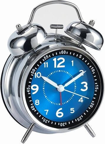 ساعة منبه بصوت عالٍ من AKCISOT للنوم العميق الثقيل، 3 بوصات من ساعات الجرس المعدنية التناظرية المزدوجة تعمل بالبطارية مع إضاءة خلفية لغرفة النوم، طراز قديم لتزيين المنزل المكتبي (أسود) in Kuwait