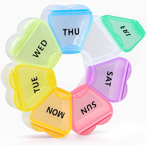 Pill Organizer Weekly - Cute Medicine Pill Organizer 7 Day, Large Daily Pill Box for Travel, SHIJOINYU Pill Dispenser Case 1 Time a Day for Medication/Supplement/Fish Oil (Pink) in Saudi Arabia