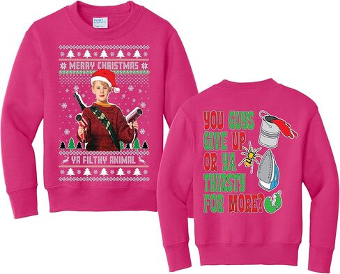 wild custom apparel Home Alone Merry Christmas Funny Ugly Christmas Girls Kids Youth Girls Boys Crewneck Sweatshirt in Saudi Arabia