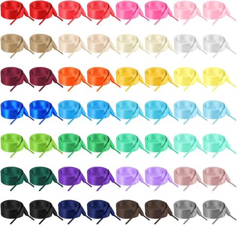 28 زوجًا من أربطة الأحذية المسطحة المصنوعة من شريط الساتان، بطول 47 بوصة وعرض 3/4 بوصة، أربطة بديلة للأحذية الرياضية والأحذية طويلة الرقبة وأحذية التزلج والأحذية الرياضية والديكور، متعددة الألوان in Kuwait