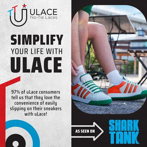 أربطة أحذية كلاسيكية بدون رباط من uLace - أربطة أحذية مرنة للأحذية الرياضية وأحذية الجري - أربطة منسوجة قابلة للتمدد لراحة الارتداء - سهلة التركيب وملاءمة مريحة - حزمة حزمة، 14 أسود و14 أحمر قرمزي in Kuwait