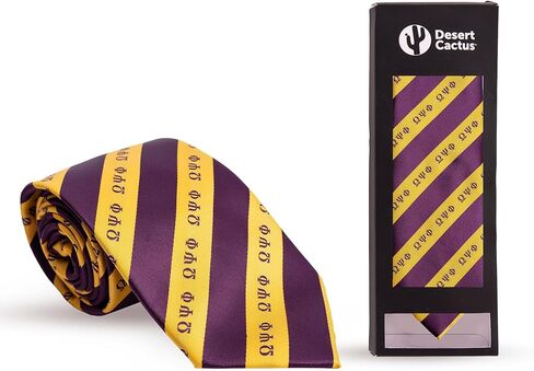 Desert Cactus Omega Psi Phi Neck Tie Omega Ques Fraternity Greek Formal Occasion 100% Polyester Necktie with Logo, Officially Licensed (Style E) in Saudi Arabia