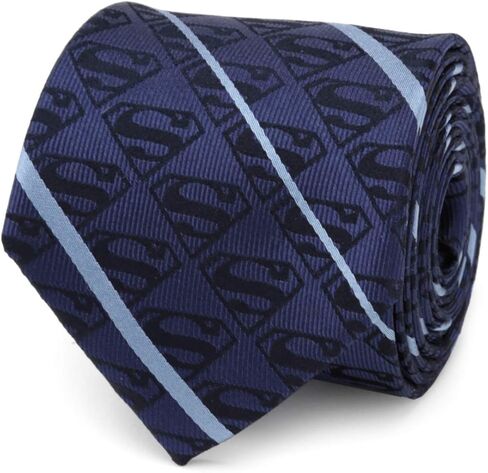 Superman Stripe Pattern Blue Silk Men's Tie in Saudi Arabia