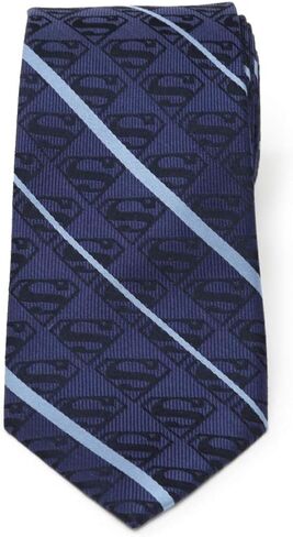 Superman Stripe Pattern Blue Silk Men's Tie in Saudi Arabia