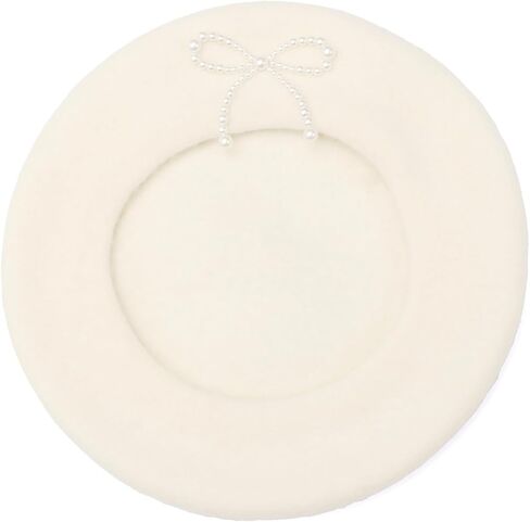Kate Spade Women's Pearl Bow Felt Beret, Stylish Hat & Fashion Accessory Cap for Cold Weather in Saudi Arabia