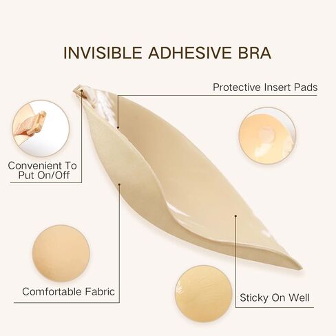 Adhesive Bra,Invisible Sticky Strapless Push-Up Bra, Reusable Silicone Nipple Covers for Backless Dress in Saudi Arabia