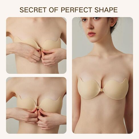 Adhesive Bra,Invisible Sticky Strapless Push-Up Bra, Reusable Silicone Nipple Covers for Backless Dress in Saudi Arabia