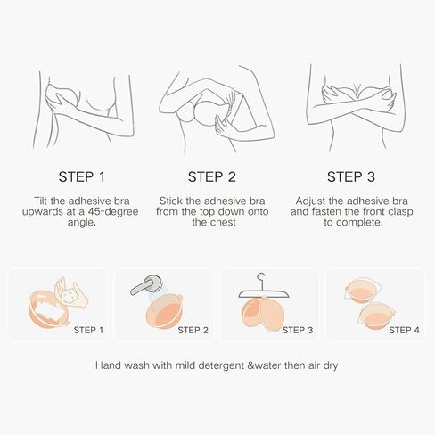 Adhesive Bra,Invisible Sticky Strapless Push-Up Bra, Reusable Silicone Nipple Covers for Backless Dress in Saudi Arabia