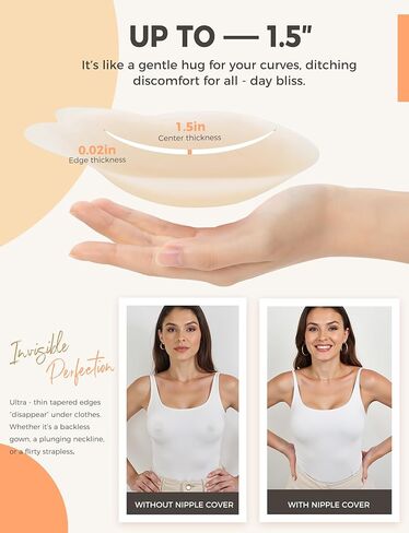 AURUZA 2025 Reusable Invisible Silicone Adhesive Sticky Bra for Women, Push Up Breast Lift Backless Strapless Dress Nude in Saudi Arabia