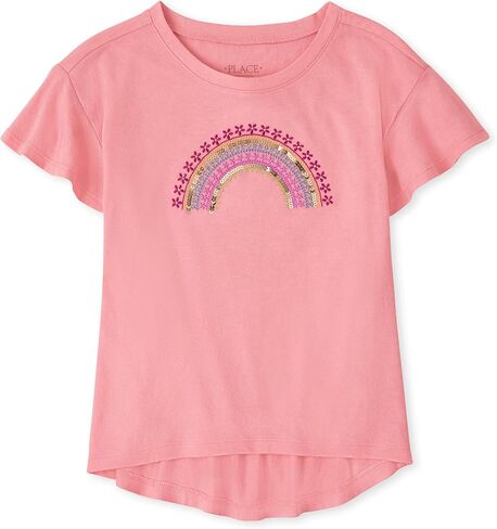 The Children's Place Baby Girls' Short Sleeve High Low Top, Sun Valley Heart, X-Small in Saudi Arabia