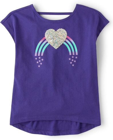 The Children's Place Baby Girls' Short Sleeve High Low Top, Sun Valley Heart, X-Small in Saudi Arabia