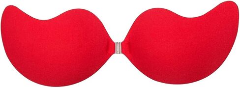 Push Up Strapless Self Sticky Bra Invisible Backless Adhesive Bra Reusable Nipple Covers for Woman (Color : Red, Size : D) in Kuwait