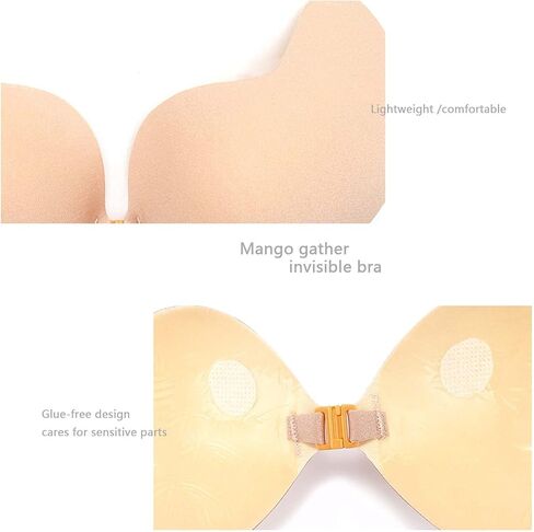 Push Up Strapless Self Sticky Bra Invisible Backless Adhesive Bra Reusable Nipple Covers for Woman (Color : Red, Size : D) in Kuwait