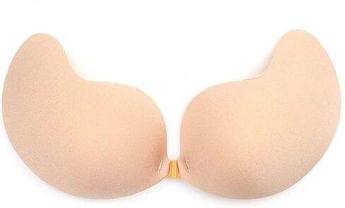 Push Up Strapless Self Sticky Bra Invisible Backless Adhesive Bra Reusable Nipple Covers for Woman (Color : Red, Size : D) in Kuwait