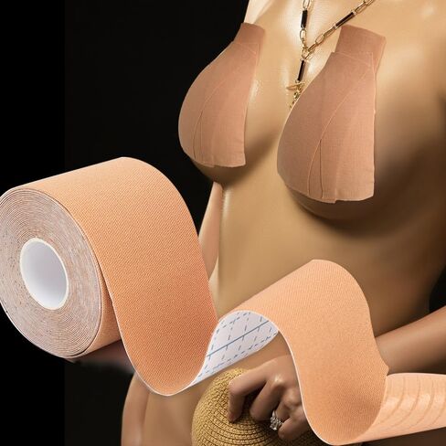 1roll Breathable Sticky Adhesive Bra Tape Women Comfortable Novelty Bras for Breast Lift Invisible Adhesive Bras,5cm*5m Beige in Saudi Arabia