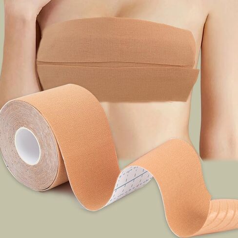 1roll Breathable Sticky Adhesive Bra Tape Women Comfortable Novelty Bras for Breast Lift Invisible Adhesive Bras,5cm*5m Beige in Saudi Arabia