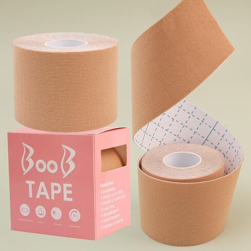 1roll Breathable Sticky Adhesive Bra Tape Women Comfortable Novelty Bras for Breast Lift Invisible Adhesive Bras,5cm*5m Beige in Saudi Arabia